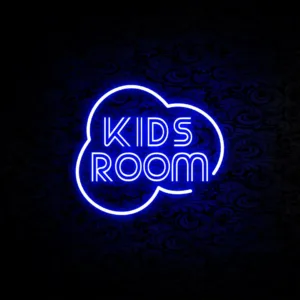 Neon sign for kids' room, adding a bright and playful touch to their space with vibrant colors and fun designs.
