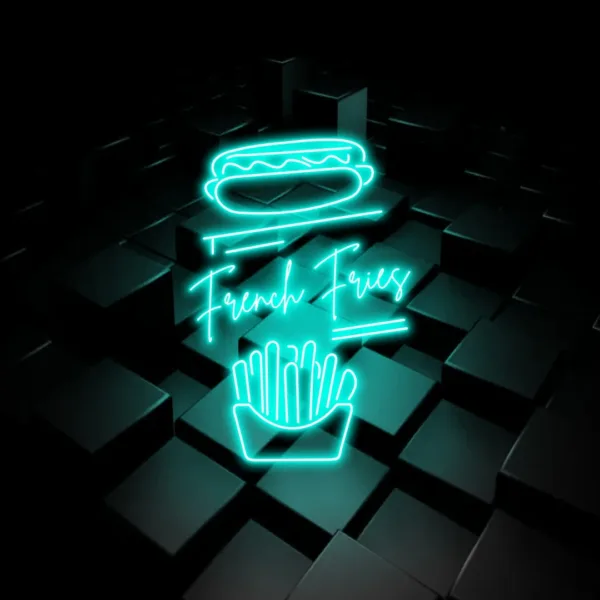 Cafe and Diner Neon Signs glowing vibrantly, ideal for retro-themed cafes, diners, and home kitchens.