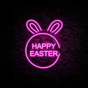 Festive Easter wall art featuring pastel colors, Easter eggs, bunnies, and springtime motifs.