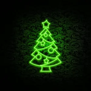Bright neon Christmas tree glowing with colorful lights, creating a festive and vibrant holiday atmosphere.