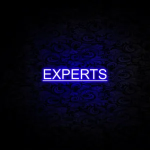 Neon LED company logo wall sign glowing brightly, modern and sleek branding display for office or business storefront.