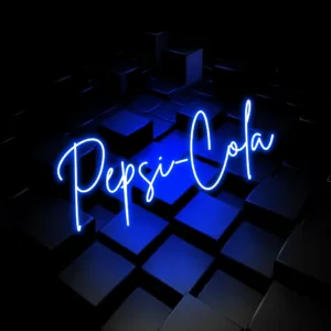 Pepsi Neon Sign glowing with bright LED lights, perfect for retro and vintage-themed decor.