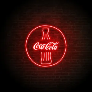 Coca-Cola Neon Sign with vibrant LED lights, perfect for retro and vintage-themed decor.