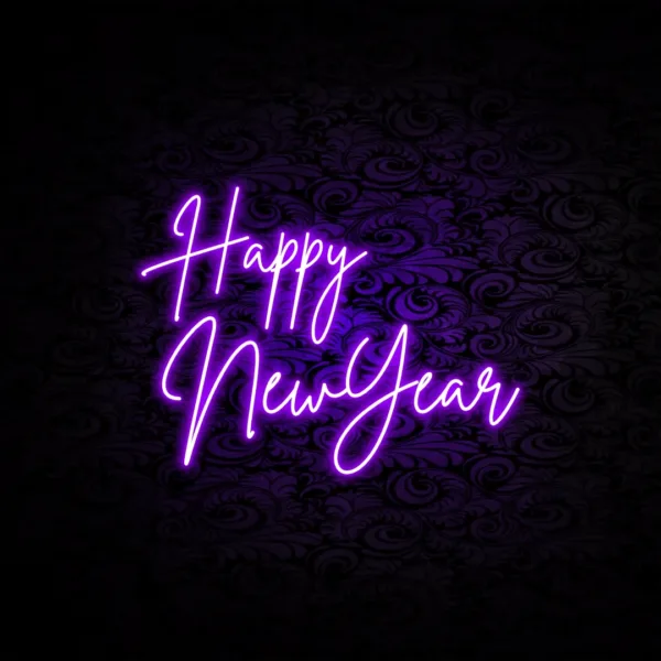 Bright and festive New Year neon sign glowing with vibrant lights, adding an energetic and celebratory touch to New Year's Eve decorations.