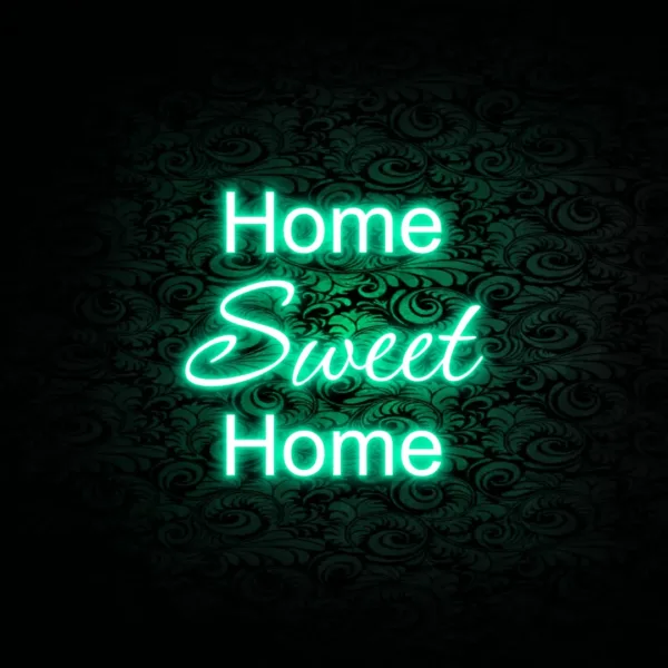 Neon light wall decor illuminating a stylish modern room.