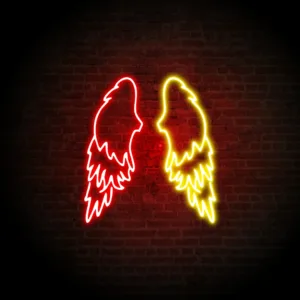 Room with vibrant neon lights illuminating the space.